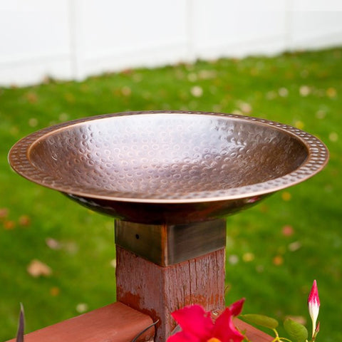 Achla Metal Bird Bath for 4 x 4 Post, Hammered Copper Finish Flying Colors