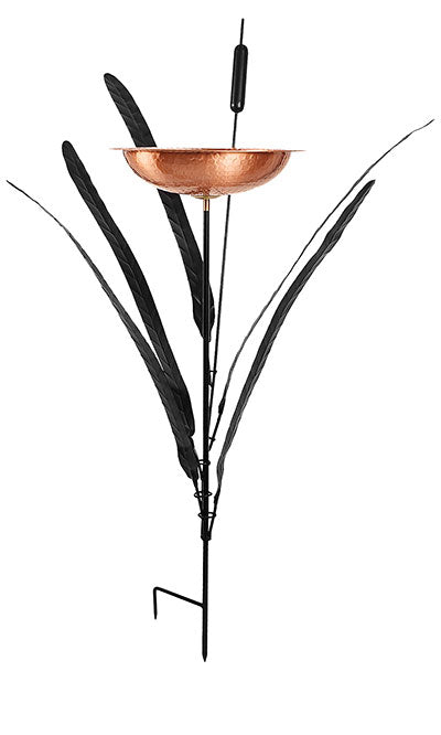 Achla Single Cattail Bird Bath, Copper Flying Colors