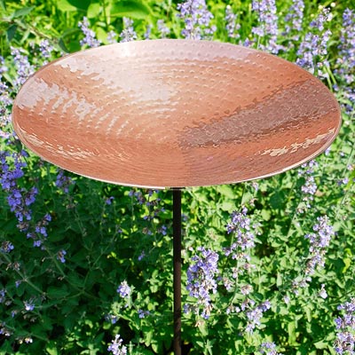 Achla Metal Bird Bath and Stake, Polished Copper Flying Colors