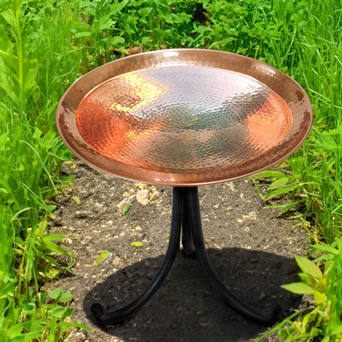 Achla Metal Bird Bath with Tripod Stand, Copper Plated Flying Colors