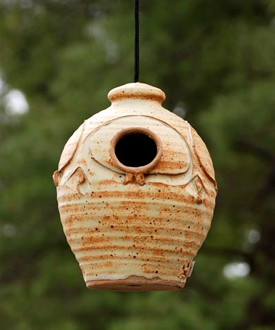Anthony Stoneware Bird House, Small, Butternut Flying Colors