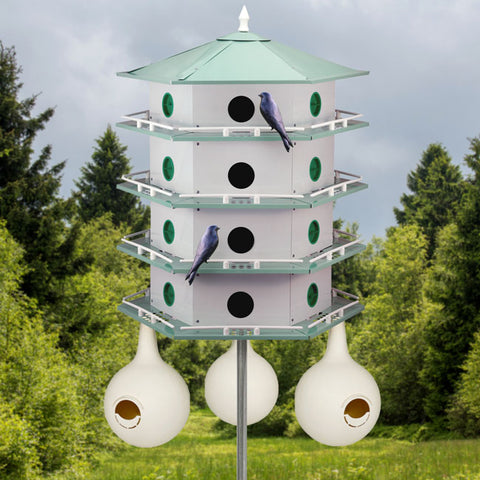 Heath 24-Room Deluxe Purple Martin House & Gourds Kit Flying Colors