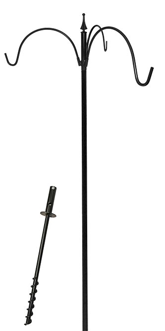 Erva Five Piece Birding Pole Kit w/ Triple Hanger, Black, 9' Flying Colors