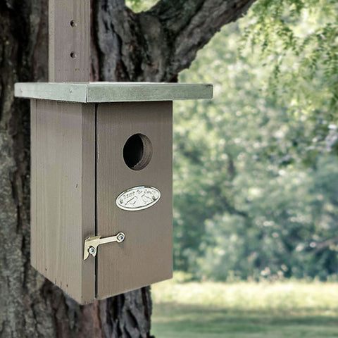Esschert Design Wren Nest Box with Metal Roof, Gray Flying Colors