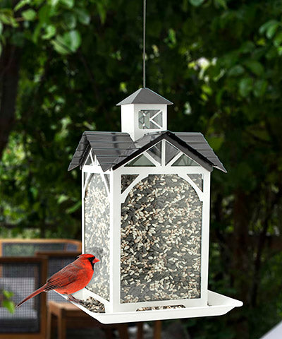 Woodlink Modern Farmhouse Metal & Glass Stable Bird Feeder Flying Colors
