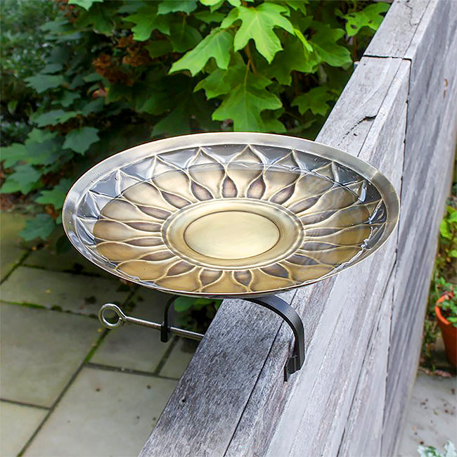 Achla African Daisy Bird Bath with Over Rail Bracket Flying Colors