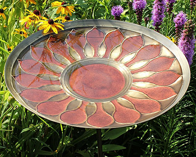 Achla Red African Daisy Bird Bath with Stake Flying Colors