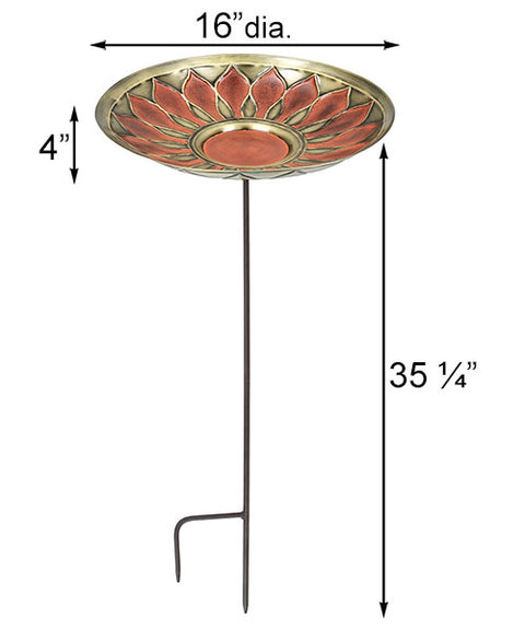 Achla Red African Daisy Bird Bath with Stake Flying Colors