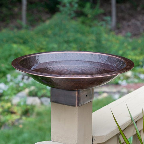 Achla Metal Bird Bath for 4 x 4 Post, Hammered Copper Finish Flying Colors