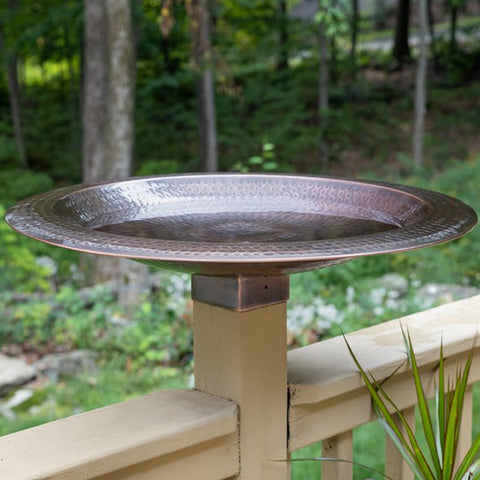 Achla Extra Large Metal Bird Bath w/Post Mount, Copper Color Flying Colors