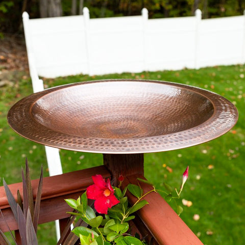 Achla Extra Large Metal Bird Bath w/Post Mount, Copper Color Flying Colors
