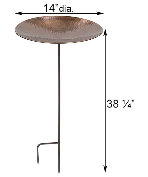 Achla Metal Bird Bath and Stake, Burnt Copper Colored Flying Colors