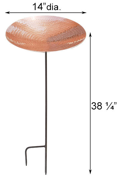 Achla Metal Bird Bath and Stake, Polished Copper Flying Colors