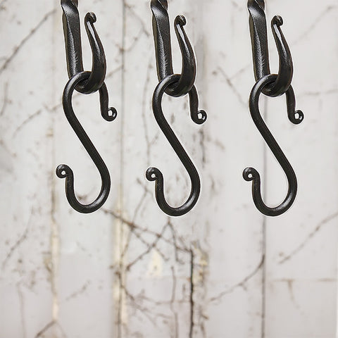 Achla Wrought Iron "S" Hooks, Black, 4.5", Pack of 3 Flying Colors