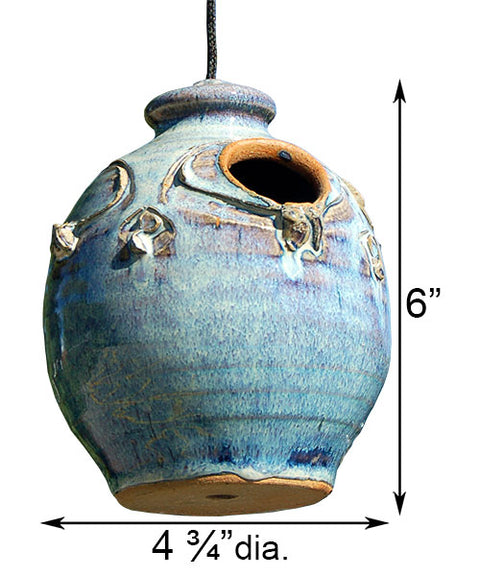 Anthony Stoneware Bird House, Small, French Blue Flying Colors