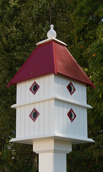 Wing & A Prayer Plantation Bird House, Merlot Red Roof Flying Colors