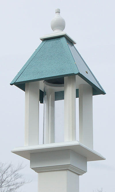Wing & A Prayer Pavilion Bird Feeder, Verdigris Roof Flying Colors