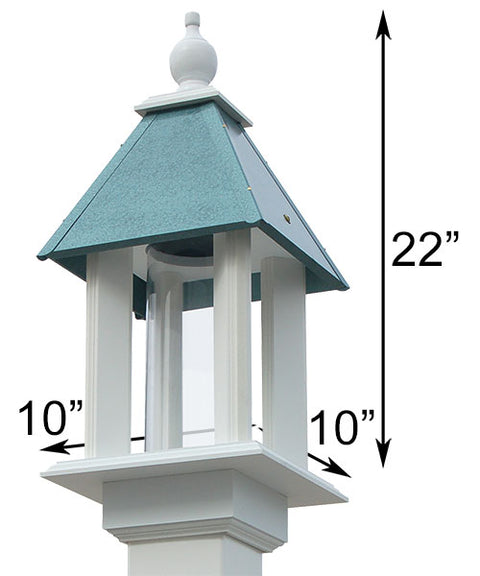 Wing & A Prayer Pavilion Bird Feeder, Verdigris Roof Flying Colors