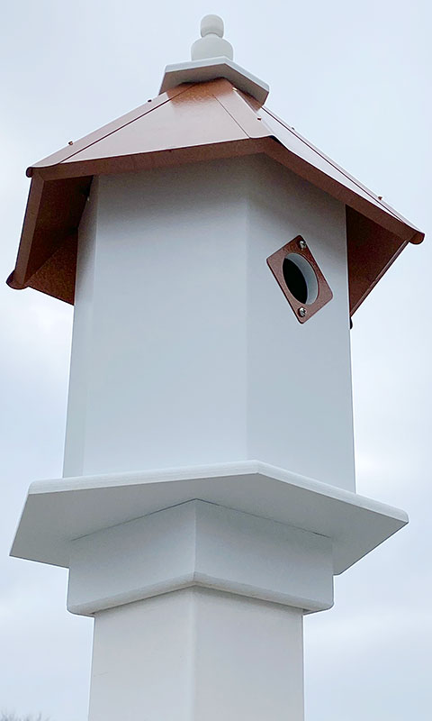 Wing & A Prayer Sycamore Bird House, Hammered Copper Roof Flying Colors