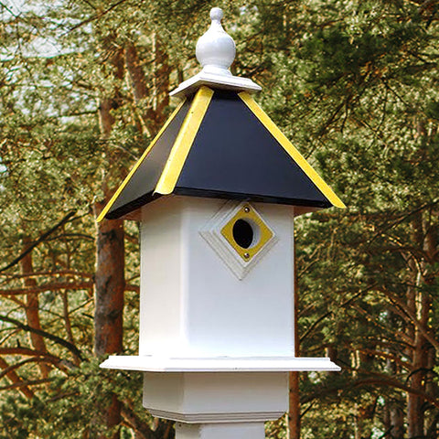Wing & A Prayer Team Colors Bird House, Black and Gold Flying Colors