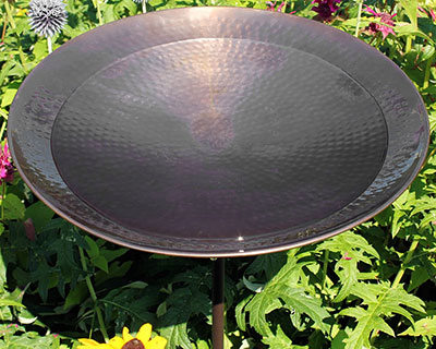 Achla Metal Bird Bath and Stake, Burnt Copper Colored Flying Colors