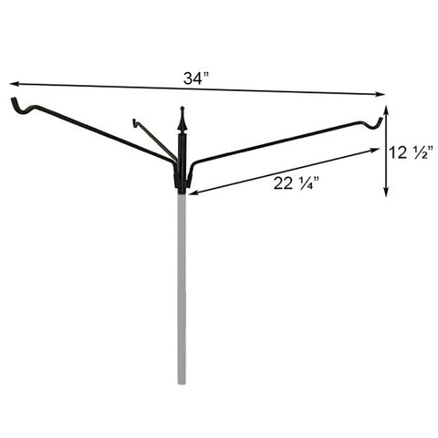 Erva Steel Three Arm Extended Reach Hanger, Black, 34" Flying Colors
