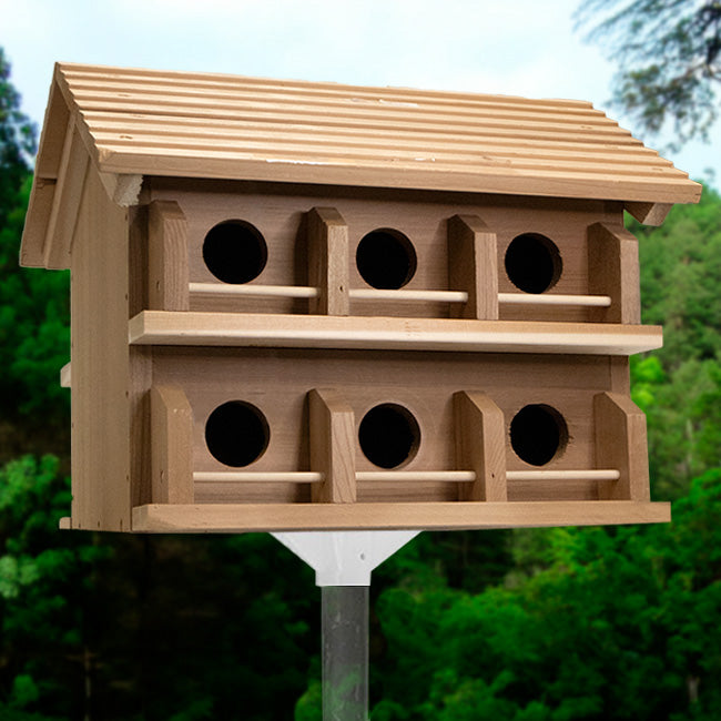 Heath Cedar Purple Martin House, Round Entrance Holes, 12 Rm Flying Colors