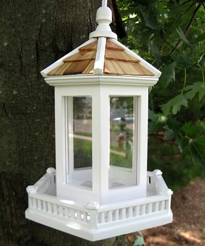 Home Bazaar Gazebo Bird Feeder, White Flying Colors