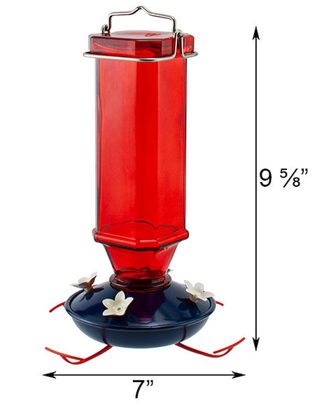 Woodlink Patriotic Vintage Glass Hummingbird Feeder, 16 oz. Flying Colors