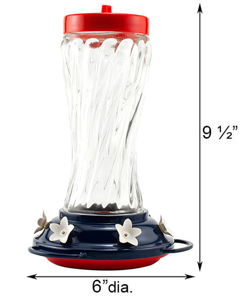 Woodlink Patriotic Swirl Glass Hummingbird Feeder, 16 oz. Flying Colors