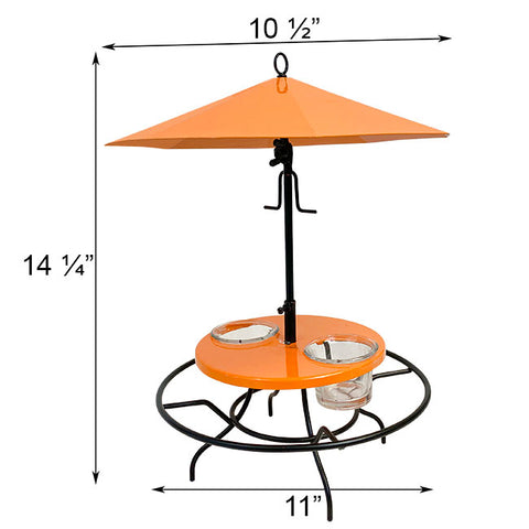 Woodlink Patio Table with Umbrella Oriole Feeder Flying Colors