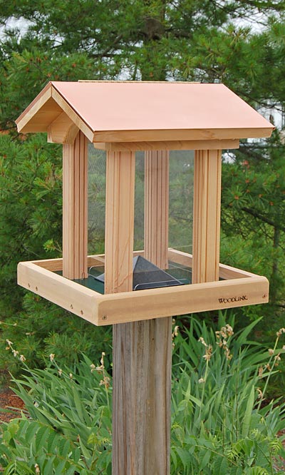 Woodlink Coppertop Cedar Hopper Bird Feeder Flying Colors