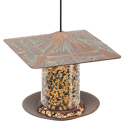Whitehall Dragonfly Tube Bird Feeder, Copper Verdi Flying Colors