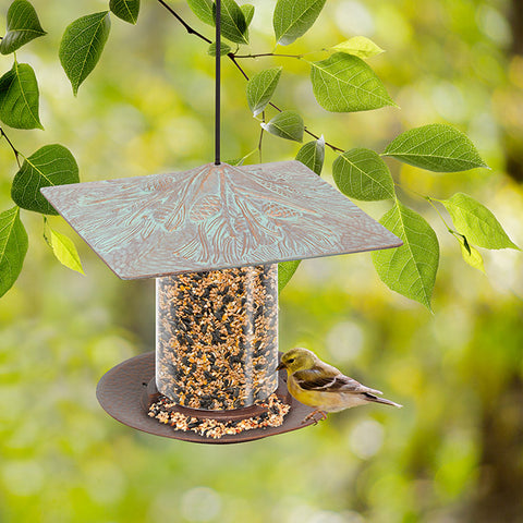 Whitehall Pinecone Tube Bird Feeder, Copper Verdi Flying Colors