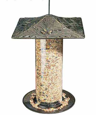 Whitehall Oak Leaf Large Tube Bird Feeder, French Bronze Flying Colors