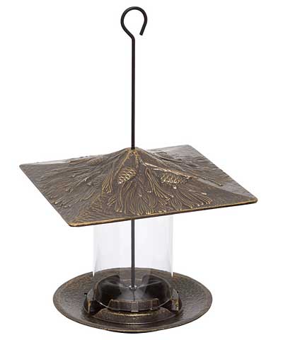 Whitehall Pinecone Tube Bird Feeder, French Bronze Flying Colors