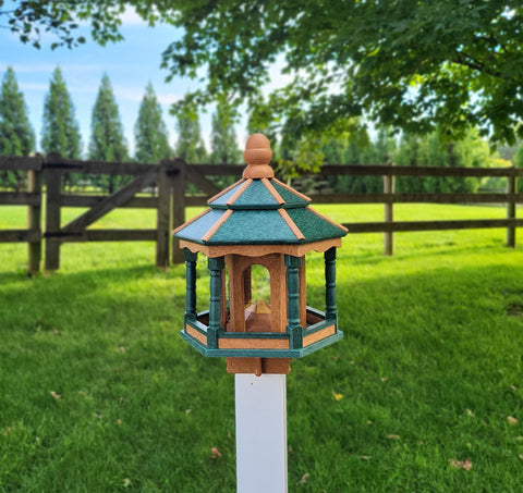 Amish Handmade Gazebo Bird Feeder – Weather-Resistant Poly Lumber Feeder with Wide Feeding Opening for Outdoor Birds