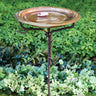 Ancient Graffiti Solid Copper Bird Bath with Stake Flying Colors