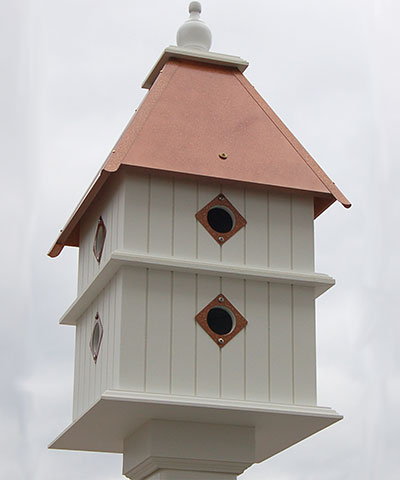 Wing & A Prayer Plantation Bird House, Hammered Copper Roof Flying Colors
