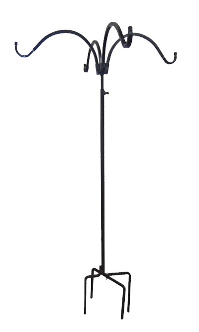 Erva Adjustable Four Hanger Shepherd Hook, Black, 4.5' to 7' Flying Colors