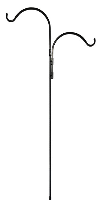 Erva Wrought Iron Two-Piece Double Shepherd Hook, Black, 92" Flying Colors