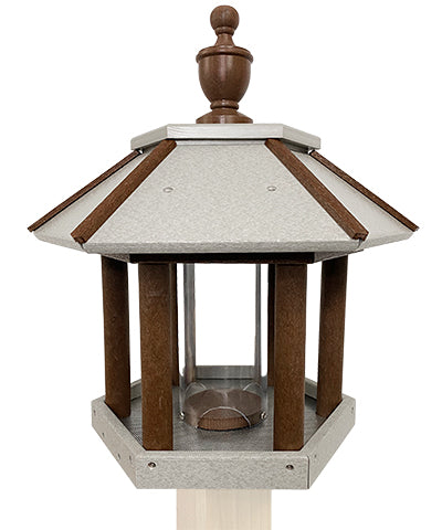 Recycled Plastic Gazebo Bird Feeder, Brown and Gray Flying Colors
