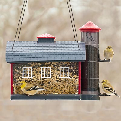 Heritage Farms Red Barn Bird Feeder Flying Colors