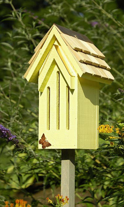 Heartwood Small Butterfly House & Pole, Yellow Flying Colors