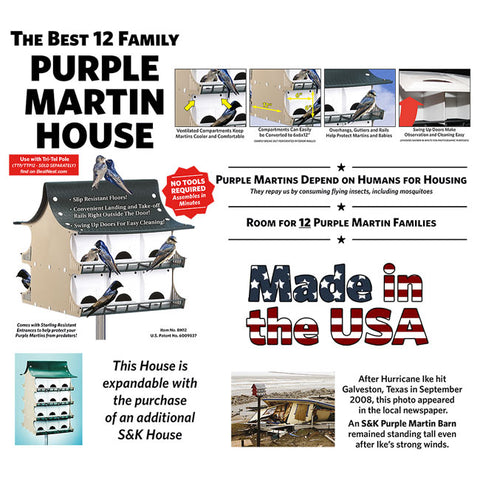 S&K Purple Martin House, 12 Room Flying Colors