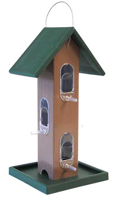 Songbird Essentials Tube Feeder with Tray, Green and Brown Flying Colors